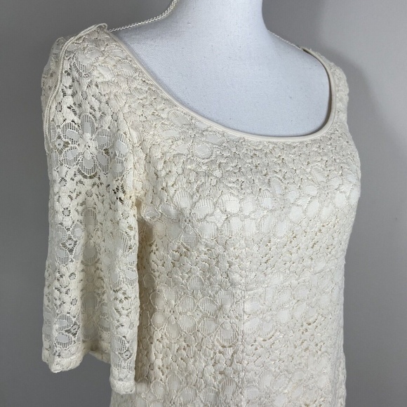 Adrianna Papell Women's Ivory Cream Lace Dress Sz 6 Empire Waist Baptism Wedding - Picture 4 of 10